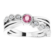 Sterling Silver Natural Pink Tourmaline & .04 CTW Natural Diamond Ring