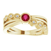 14K Yellow Natural Ruby & .04 CTW Natural Diamond Ring