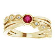 14K Yellow Natural Ruby & .04 CTW Natural Diamond Ring