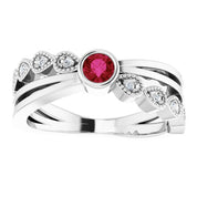 14K White Natural Ruby & .04 CTW Natural Diamond Ring