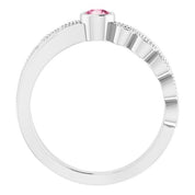 Sterling Silver Natural Pink Tourmaline & .04 CTW Natural Diamond Ring