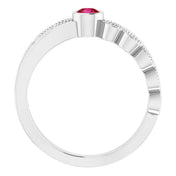 14K White Natural Ruby & .04 CTW Natural Diamond Ring