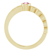 14K Yellow Natural Pink Tourmaline & .04 CTW Natural Diamond Ring