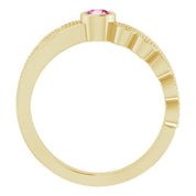 14K Yellow Natural Pink Tourmaline & .04 CTW Natural Diamond Ring