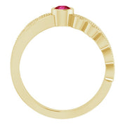 14K Yellow Natural Ruby & .04 CTW Natural Diamond Ring