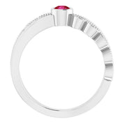 Sterling Silver Natural Ruby & .04 CTW Natural Diamond Ring