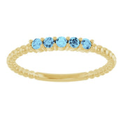 14K Yellow Natural Aquamarine Stackable Ring
