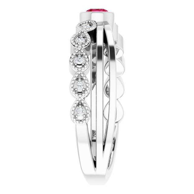 Platinum Natural Ruby & .04 CTW Natural Diamond Ring
