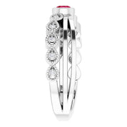 Sterling Silver Natural Ruby & .04 CTW Natural Diamond Ring