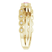 14K Yellow Natural Pink Tourmaline & .04 CTW Natural Diamond Ring