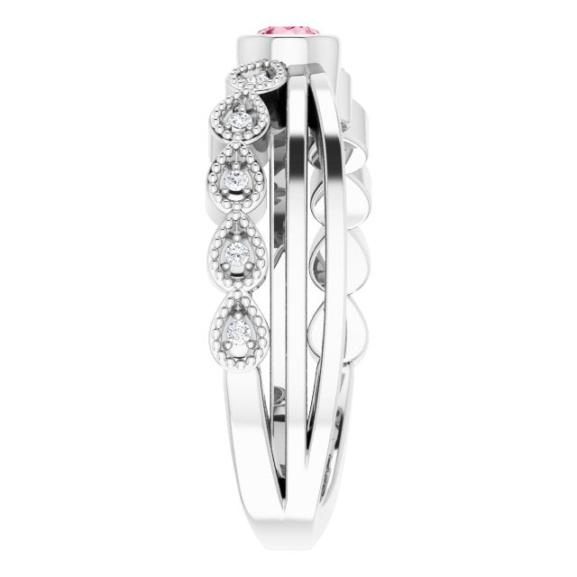 Platinum Natural Pink Tourmaline & .04 CTW Natural Diamond Ring
