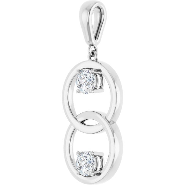 14K White 1/2 CTW Lab-Grown Diamond Pendant