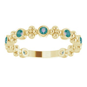 14K Yellow Lab-Grown Alexandrite Beaded Ring