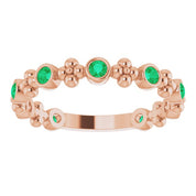 14K Rose Lab-Grown Emerald Beaded Ring
