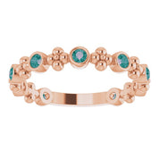14K Rose Lab-Grown Alexandrite Beaded Ring