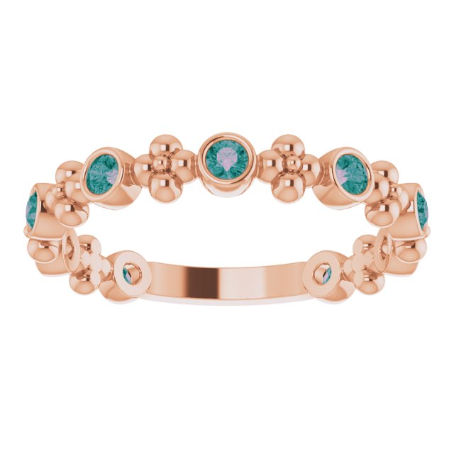 14K Rose Lab-Grown Alexandrite Beaded Ring
