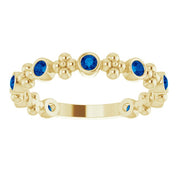 14K Yellow Lab-Grown Blue Sapphire Beaded Ring