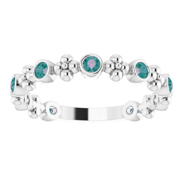 Platinum Lab-Grown Alexandrite Beaded Ring