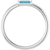 Platinum Natural Swiss Blue Topaz Stackable Ring
