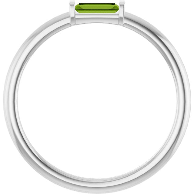Sterling Silver Natural Peridot Stackable Ring