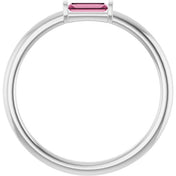 14K White Natural Pink Tourmaline Stackable Ring