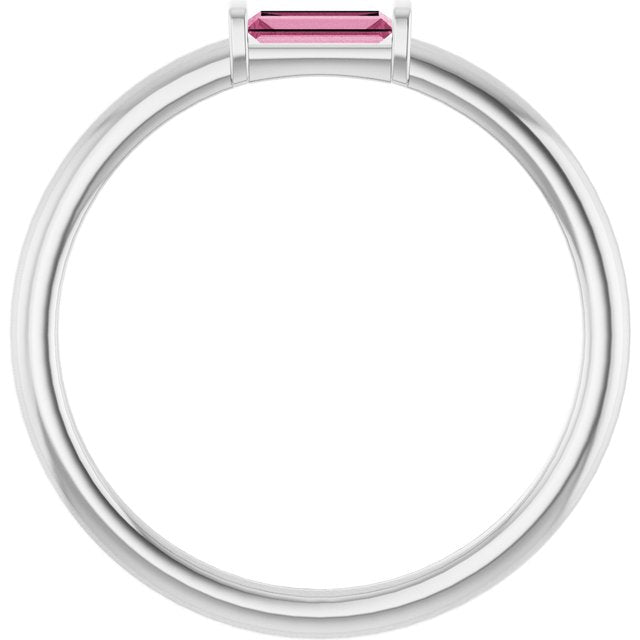 Sterling Silver Natural Pink Tourmaline Stackable Ring