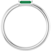 14K White Lab-Grown Emerald Stackable Ring