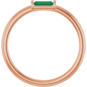 14K Rose Lab-Grown Emerald Stackable Ring