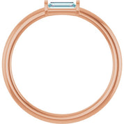 14K Rose Natural Sky Blue Topaz Stackable Ring