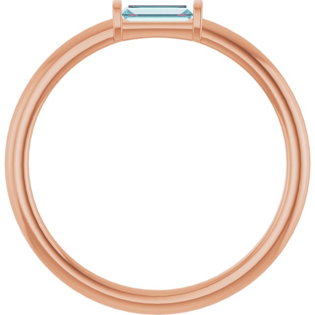 14K Rose Natural Sky Blue Topaz Stackable Ring