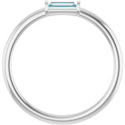 Platinum Natural Sky Blue Topaz Stackable Ring