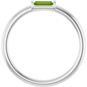 14K White Natural Peridot Stackable Ring