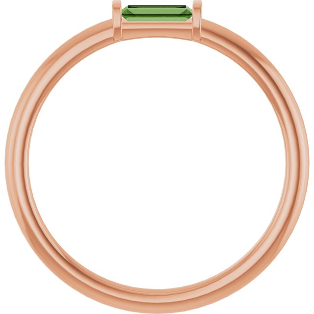 14K Rose Natural Green Tourmaline Stackable Ring