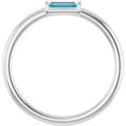 14K White Natural Sky Blue Topaz Stackable Ring