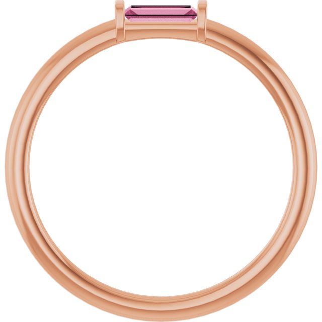 14K Rose Natural Pink Tourmaline Stackable Ring