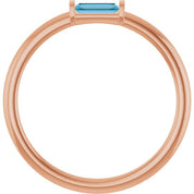 14K Rose Natural Swiss Blue Topaz Stackable Ring