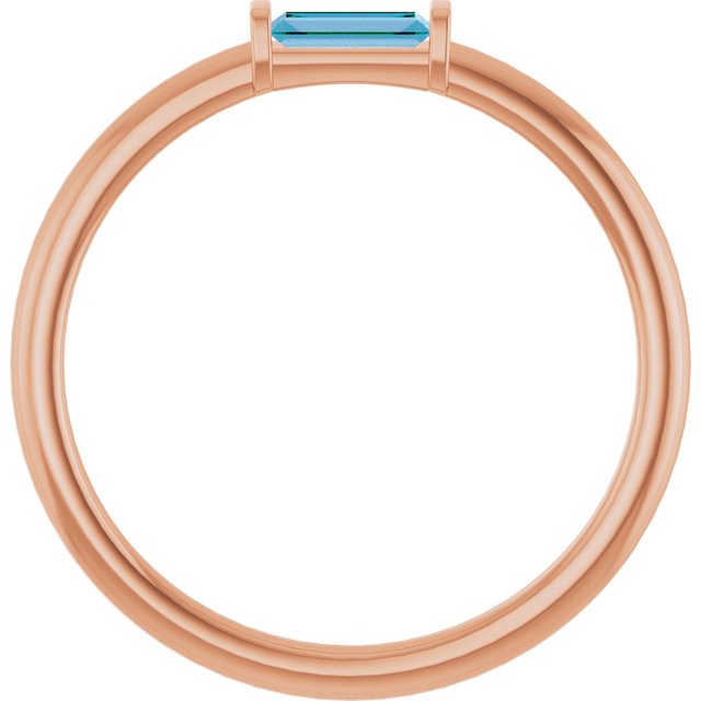 14K Rose Natural Swiss Blue Topaz Stackable Ring