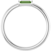 Sterling Silver Natural Green Tourmaline Stackable Ring