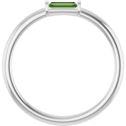 Sterling Silver Natural Green Tourmaline Stackable Ring