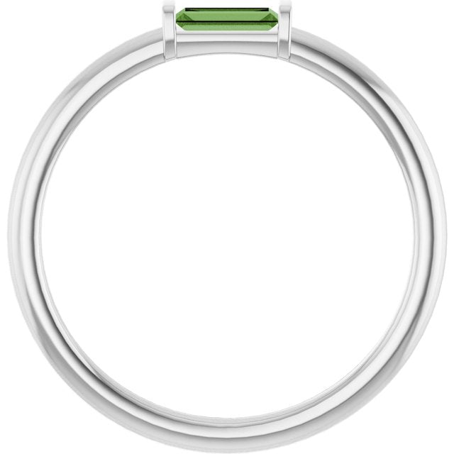 Sterling Silver Natural Green Tourmaline Stackable Ring