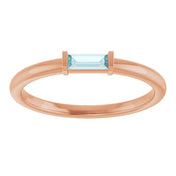 14K Rose Natural Sky Blue Topaz Stackable Ring
