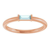 14K Rose Natural Sky Blue Topaz Stackable Ring