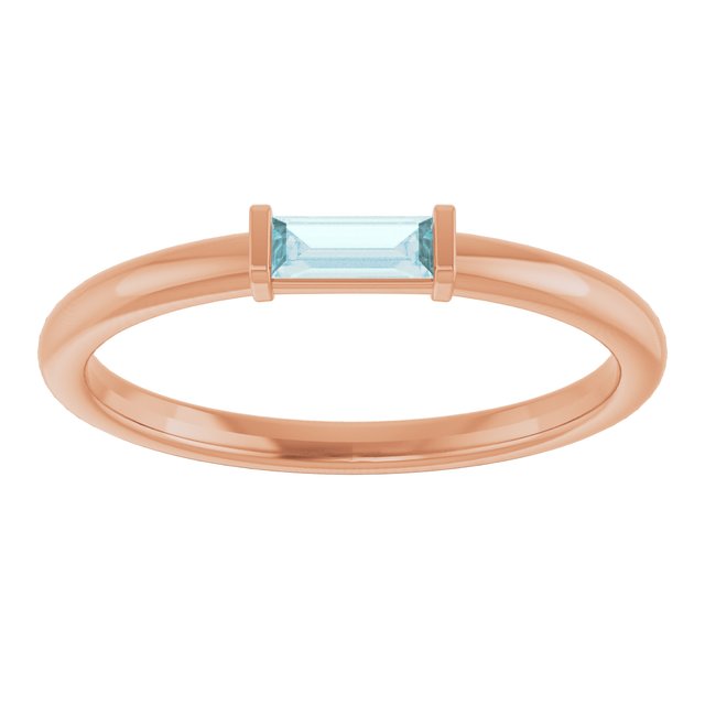 14K Rose Natural Sky Blue Topaz Stackable Ring