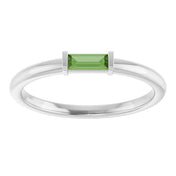 Sterling Silver Natural Green Tourmaline Stackable Ring
