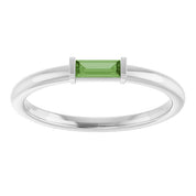 Sterling Silver Natural Green Tourmaline Stackable Ring