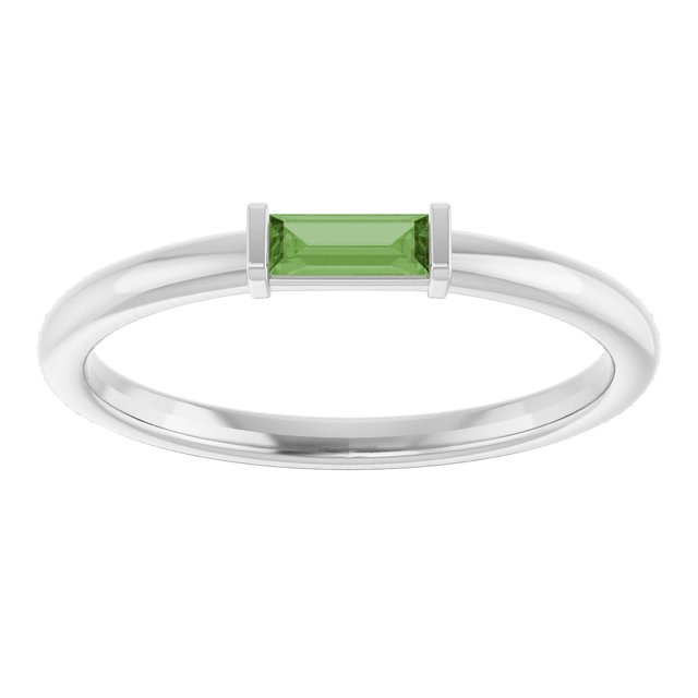 Sterling Silver Natural Green Tourmaline Stackable Ring
