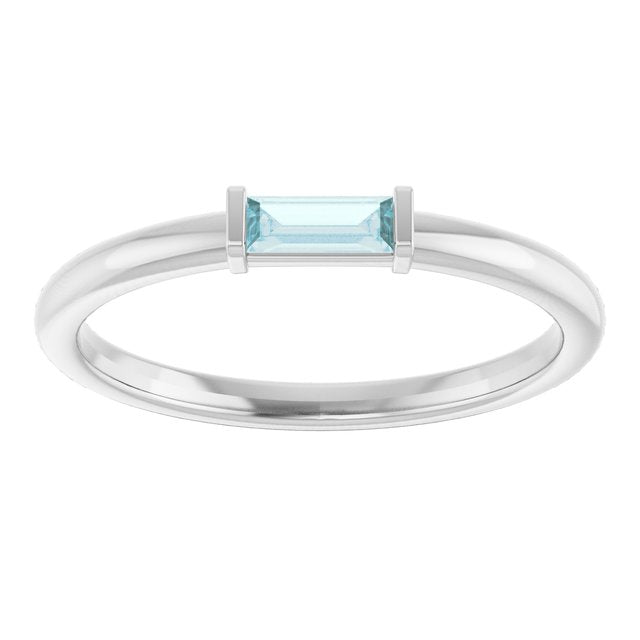 Platinum Natural Sky Blue Topaz Stackable Ring