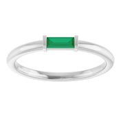 Sterling Silver Lab-Grown Emerald Stackable Ring