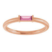 14K Rose Natural Pink Tourmaline Stackable Ring