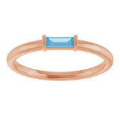 14K Rose Natural Swiss Blue Topaz Stackable Ring